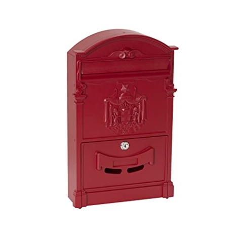 ARREGUI Residencia D-2151/R Briefkasten aus Aluminium im klassischen Stil, Größe M (DIN A4), Eleganter und Dekorativer Wandbriefkasten für Draußen mit Namensschild, Einfache Montage, rot