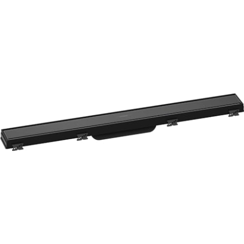 hansgrohe Fertigset Duschrinne RainDrain Match, Abflussrinne 700mm, Bodenablauf Dusche mit höhenverstellbarem Rahmen, Schwarz