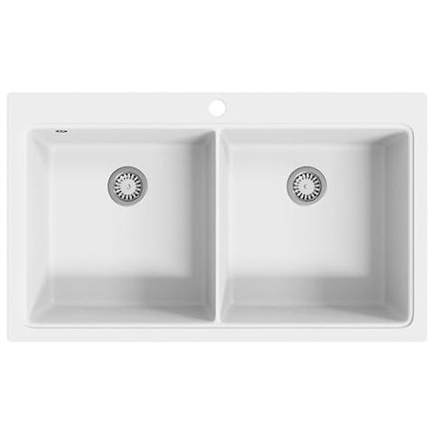 vidaXL Doppelbecken Einbauspüle Granitspüle Küchenspüle Spülbecken 860 x 510mm
