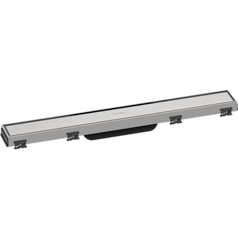 hansgrohe Fertigset Duschrinne RainDrain Match, Abflussrinne 600mm, Bodenablauf Dusche mit höhenverstellbarem Rahmen, Edelstahl gebürstet