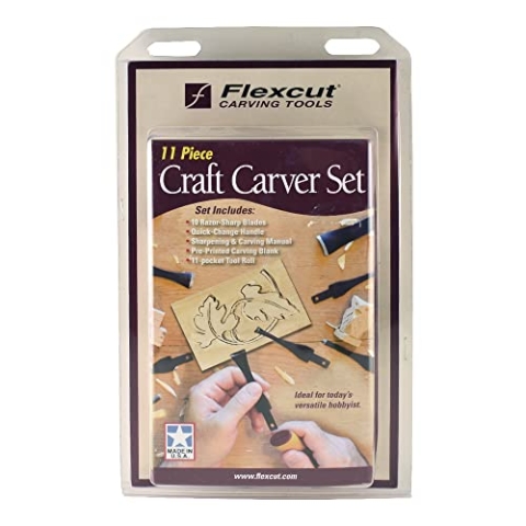 Flexcut, Schnitzmesser, Eleven Piece Craft Carver Set, Hobbimesser, Carving, Messer für Bastler, braun, 11 stück craft carver set