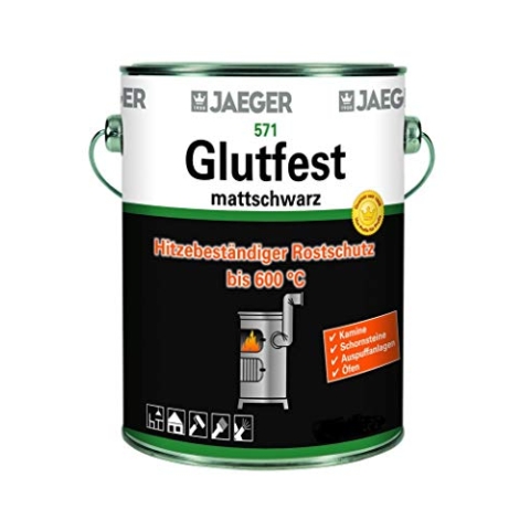 Jaeger Glutfest 571 mattschwarz 0,75l Einbrennlack Hitzefester Lack schwarz matt