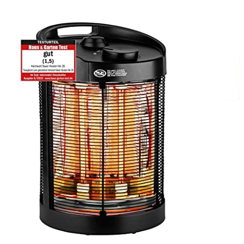 HEIMWERT Infrarot Heizstrahler, Infrarotheizung für Aussenbereich, Spritzwassergeschützt IPX4, Terrassenstrahler oszillierend, Messeneuheit ersetzt Heizlüfter (700 Watt 360 Grad)