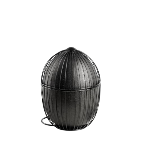 APS 30480 Eierkorb "OVO", schwarzer Metall Eierkorb, Eierbehälter, zum Warmhalten, für ca. 35 Eier, hält den Inhalt durch EPP und Baumwollfutter lange warm, Durchmesser 23 cm, Höhe 31 cm, schwarz