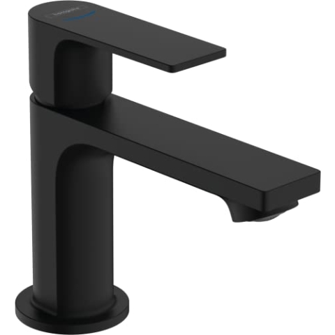 hansgrohe Rebris E - Waschtischarmatur für Kaltwasser ohne Ablauf, Wasserhahn für Gäste WC mit Auslauf Höhe 84 mm, Mischbatterie Waschbecken wassersparend (EcoSmart), Mattschwarz, 72506670