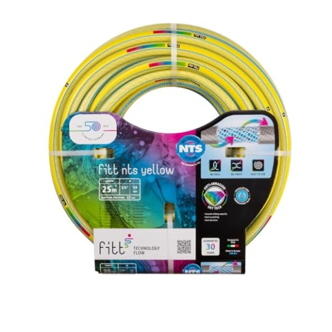 FITT NTS YELLOW 3/4" (19mm) 25m - Robuster und flexibler Gartenschlauch in gelber Farbe für eine intensive Nutzung, mit exklusiven Technologien