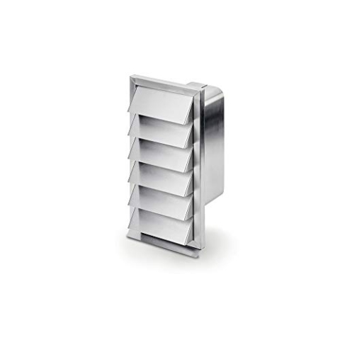 E-Jal HK flow 150 Außenjalousie, mit Rückstauklappe, Stutzentiefe: 120 mm, Edelstahl. Außenjalousie 150 x 300 mm für Anschluss 222 x 89 mm an COMPAIR© flow 150.
