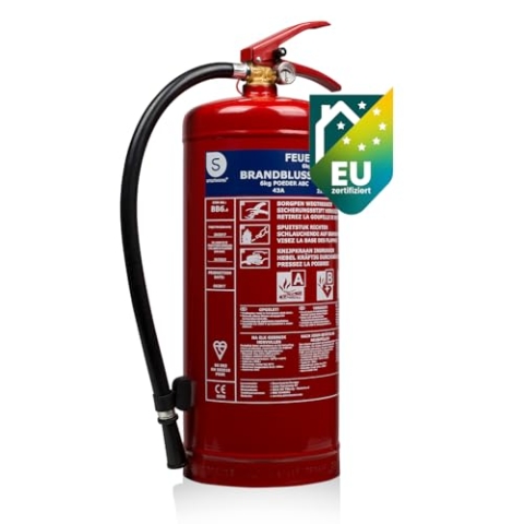 Smartwares ABC Feuerlöscher 6 Kg/Pulverlöscher mit Halterung, Manometer und Schlauch