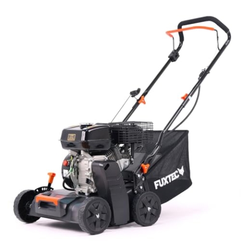FUXTEC Vertikutierer 2in1 FX-BV240ECO 4-Takt-Motor 4,1kW 15 Messer, Front-Tragegriff, 40L Fangkorb Arbeitsbreite 400m – kleine bis mittlere Flächen geeignet