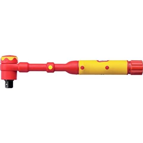 Wiha Drehmomentschlüssel electric 3/8" für Steckschlüssel (44163), 34 teilig, variabel einstellbare Drehmomentbegrenzung von 5-25 Nm