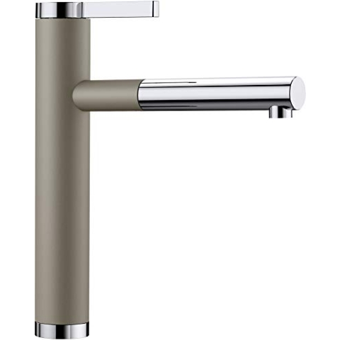 BLANCO LINEE-S | Küchenarmatur in tartufo/chrom | Hochdruck | Mit herausziehbarem Schlauch | Rückflussverhinderer | Keramik Kartusche | Gesicherte Wasserqualität & wassersparend
