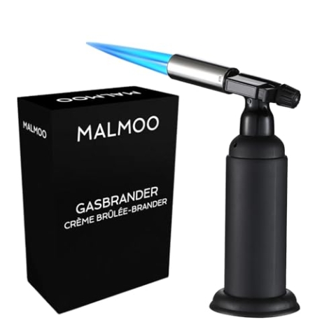 Malmoo Flambierbrenner Gasbrenner Nachfüllbarer Creme Brulee Brenner mit Sicherheitsschloss für die Küche, Gebäck, Desserts, Camping