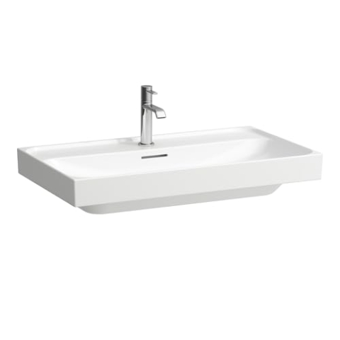 LAUFEN Meda Waschtisch, unterbaufähig, 800x460mm, 3 Hahnlöcher, mit Überlauf, H8101174001081, Farbe: Weiß