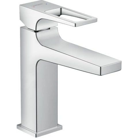 hansgrohe Wasserhahn Metropol (Armatur mit Auslauf Höhe 110 mm und Push-Open Ablaufgarnitur) Chrom
