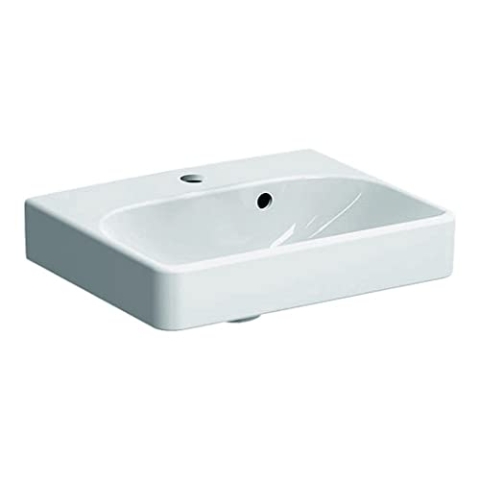 Geberit Smyle Square Handwaschbecken 500222, 45x36cm, mit Hahnloch, mit Überlauf asymmetrisch, Farbe: Weiß, mit KeraTect - 500.222.01.8