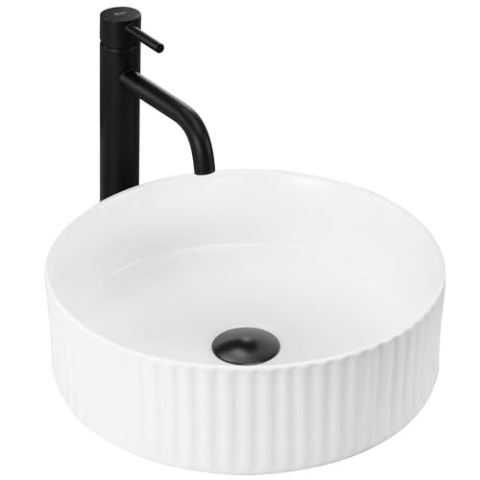 Rea Aufsatzwaschbecken Delia Waschtisch Handwaschbecken Bad Waschschale Waschbecken für Badezimmer 360 x 360 x 110 mm Keramik (Weiß)