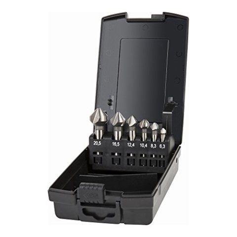 STIER Kegelsenker-Set, 6 teilig, Schneidstoff: HSS, Senkbohrer, in den Größen 6,3-20,5 mm, Form C 6,3, mit 3-Schneiden