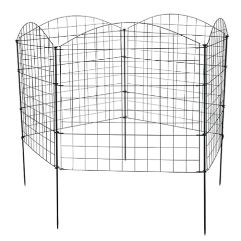 Garmix Teichzaun-Set 11-teilig 71x53cm/71x71cm/71x79cm 6x6cm Schwarz oder Grün … (Oberbogen 71x79cm, Schwarz)