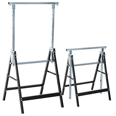HOMCOM 2 x Gerüstbock Unterstellbock Klappbock höhenverstellbar bis 200kg Stahl Schwarz 68 x 58 x 80-130 cm