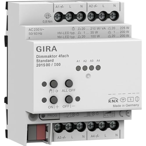 GIRA Dimmaktor 4f REG Std KNX Secure 18 cm x 57 cm Metall uni