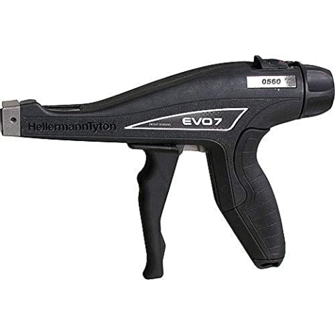 Hellermann Kabelbinderzange EVO7 (Zugkraft 20 N – 165 N, Kabelbinderpistole Arbeitsbereich 1,5 – 4,8 mm, max. Breite des Kabelbinders 4,8 mm) 486036
