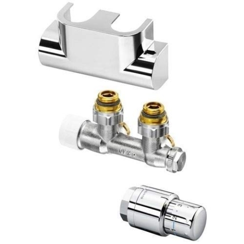 Oventrop Badheizkörper-Anschluss-Set 6 Eck, Edelstahl-Design