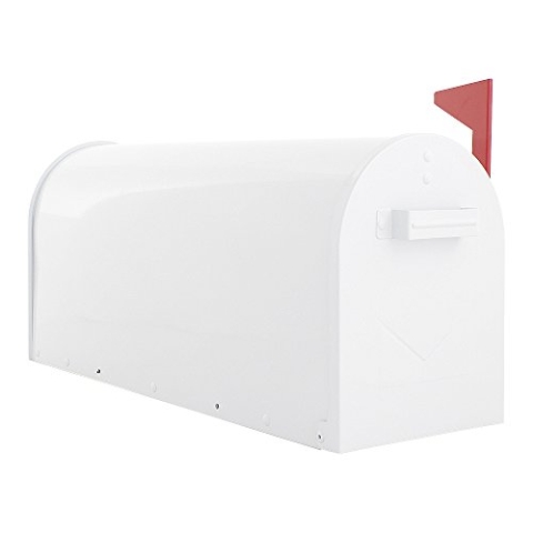 Rottner Briefkasten Mailbox-weiß-inkl. Montagematerial-mit mechanischem Postmelder-für die Montage am Ständer vorgesehen