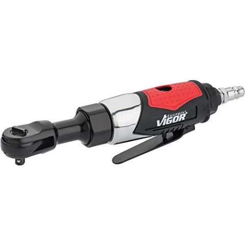ViGOR Luft-Ratsche V5674 I Druckluft-Werkzeug mit 35,2 Nm Drehmoment, Abtrieb: Vierkant 6,3 mm, 240 Umdrehungen/ min., vibrationsarm mit Umschaltfunktion und kälteisolierendem Handgriff