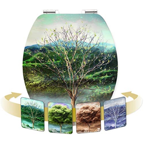 Cornat WC-Sitz "4 Seasons" - Hologramm-Effekt mit Wechselmotiven - Hochwertiger Holzkern - Absenkautomatik & Schnellbefestigung - Komfortables Sitzgefühl / Toilettensitz / Klodeckel / KSDSC311