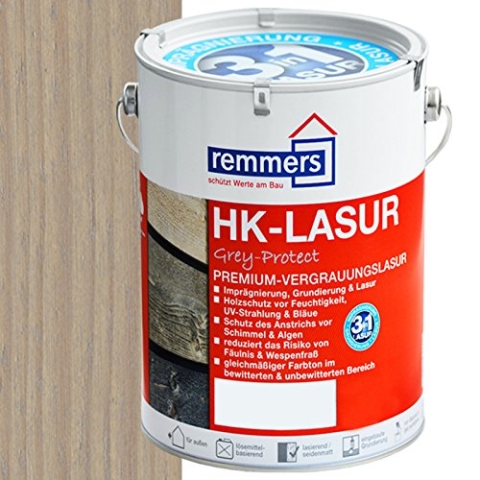 Remmers HK-Lasur 3in1 Grey-Protect silbergrau, 2,5 Liter, Holzlasur aussen, 3n1: Imprägnierung, Grundierung & Lasur, Holzschutz vor Feuchtigkeit & UV-Strahlung