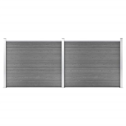 vidaXL Zaunelement Set mit Pfosten Sichtschutz Windschutz Zaun Gartenzaun Lamellenzaun Sichtschutzzaun Windschutzzaun WPC 353x146cm Grau