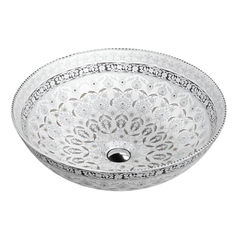 LAVITA Aufsatzwaschtisch Rosa Kolor Aufsatzwaschbecken Rund Waschbecken Ohne Überlauf und Hahnloch Aus hochwertigem Porzellan Waschtisch modernes Badkeramik Waschplatz 40x40x13,5 cm Weiß/Schwarz/Grau