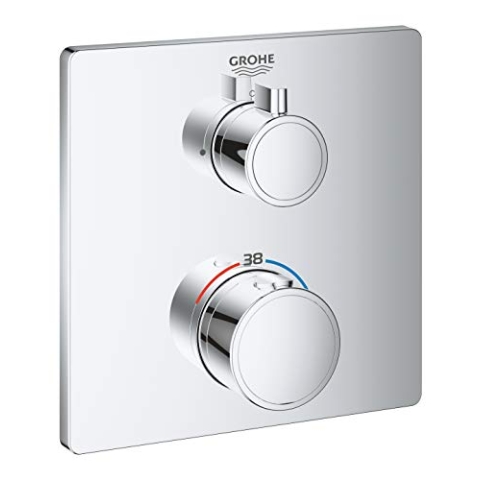 Grohe Grohtherm Thermostat-Brausebatterie chrom 24078000 Eckiges Design ohne Umstellung