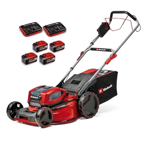 Einhell Akku-Rasenmäher GP-CM 36/52 S Li BL Kit Power X-Change (36 V, 52 cm Schnittbreite, bis 1200 m², Brushless, 65 L Fangkorb, Radantrieb, inkl. 4x 5,2 Ah + 2x Twincharger)
