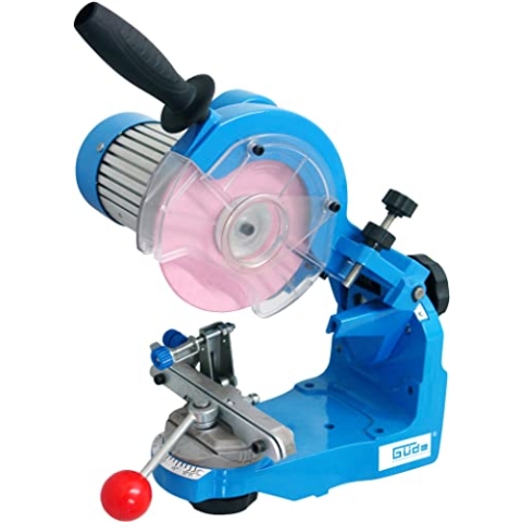 Güde Sägekettenschärfgerät P 2300 A (230W, 3000 1/min, Schärfwinkel einstellbar 2x 35°, Kettenführungsschiene, Beleuchtung, für alle gängigen Sägekettentypen, 2x Schleifscheiben ø145 mm & Abziehstein)