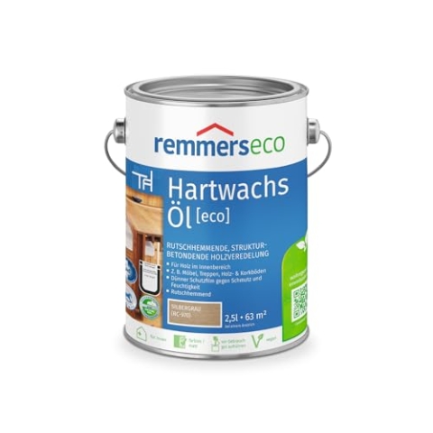 Remmers Hartwachs-Öl [eco] silbergrau, 2,5 Liter, für innen, natürliche Basis, 3in1: Beize, Öl und Versiegelung in einem, rutschhemmend, vegan