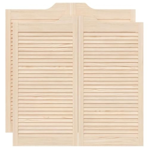 vidaXL Schwingtüren Lamellen-Design 2-Paar 100x100cm Massivholz Kiefer, Saloontüren, Bartüren, Scharniertüren, Schwingtüren für Cafés, Flügeltüren