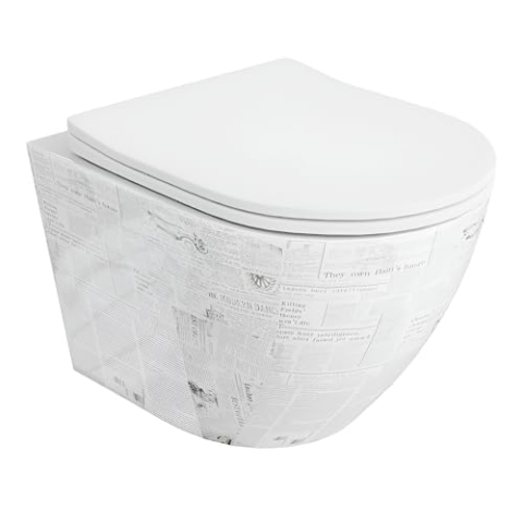 LAVITA Wand-WC Sofi Slim Paper Hänge Toilette WC Sitz Toilettendeckel mit Absenkautomatik & Metallscharniere Toiletten Spülrandlos Hängend Toilettenbecken 365x490x395 mm Weißer Glanz