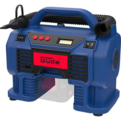 Güde Akku Kompressor K 18-0 (18V oder Zigarettenanzünder, max. Druck: 11 bar, eff. Liefermenge 0 bar: 10 l/min, Luftvolumenstrom: 22 m³/h, LED-Arbeitsscheinwerfer, ohne Akkupack und Ladegerät)