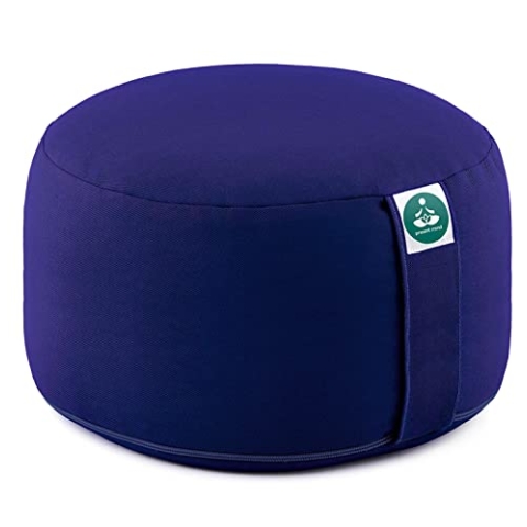 Present Mind Yogakissen Rund Extra Hoch (Sitzhöhe 20 cm) - Farbe: Komblume - Yogakissen Meditationskissen Hoch - Hergestellt in der EU - Waschbarer Bezug - 100% Natürliches Yoga Sitzkissen