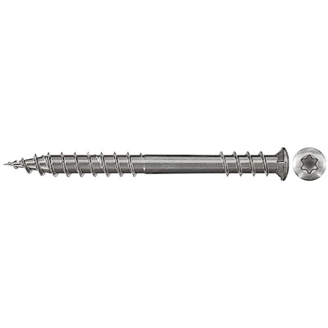 fischer PowerFast Terrassenschraube 5,5 x 70, Senkkopf, nicht rostender Stahl A2, Innenstern Torx-Antrieb, zum Verschrauben von Terrassenbeplankungen auf Holz-Unterkonstruktionen, 200 Stk