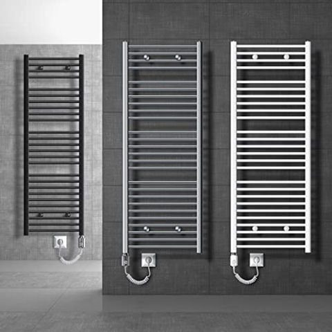 ECD Germany Badheizkörper Elektrisch mit Heizstab 900W Große Leistung - 600 x 1500 mm - Weiß - gerade mit Seitenanschluss - Heizkörper Handtuchwärmer Handtuchtrockner