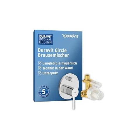 Duravit Circle Duscharmatur Unterputz für 2 Verbraucher mit Umstellventil, Einhebel-Brausemischer mit Keramikmischsystem, Chrom