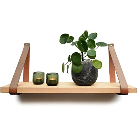 Brute Strength - Regalträger leder - Taupe - 4 Stück - Regalträgerungen - Wandhalterungen - Regalriemen - Vollnarbenleder