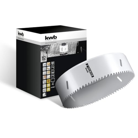 kwb HSS Bi-Metall-Lochsäge Ø 152 mm, 8% kobaltlegiert mit progressiver Vario-Zahnung und hoher Präzision für den vielseitigen Einsatz