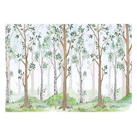 WallArena - Vlies Fototapete Kinderzimmer 368x254 cm Wald Mädchen Bäume Skandinavisch für Kinder - Fototapeten Tapeten für Kinder Kindertapete - Vliestapete Wandtapete Tapete 3D Effekt
