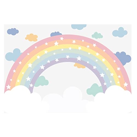 Fototapete Kinderzimmer Regenbogen Sterne Mädchen Jungen Wandtapete Vlies Tapete Latexdruck UV-Beständig Geruchsfrei Hohe Auflösung Montagefertig (13932, V8 (368x254 cm) 4 Bahnen)