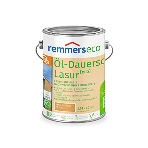 Remmers Dauerschutz-Lasur [eco] kiefer, 2,5 Liter, Langlebig, ausgeprägter UV-Schutz, für innen und außen, Schutz vor UV-Strahlung & Feuchtigkeit