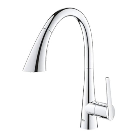 GROHE Zedra, Küchenarmatur 3 Strahlarten (Wasserhahn Küche mit ausziehbarer Brause, 360° schwenkbar, wassersparend dank variabler Mengenbegrenzung, einfache Spülbecken-Montage), chrom, 32294002