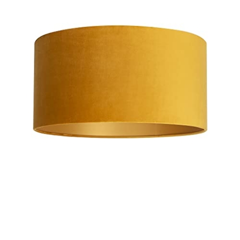 Uniqq Lampenschirm Velours Ocker gelb Ø 50 cm - 25 cm hoch